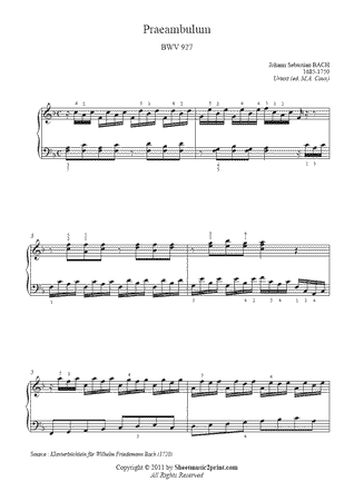 Prelude in F Major, BWV 927 -- Urtext