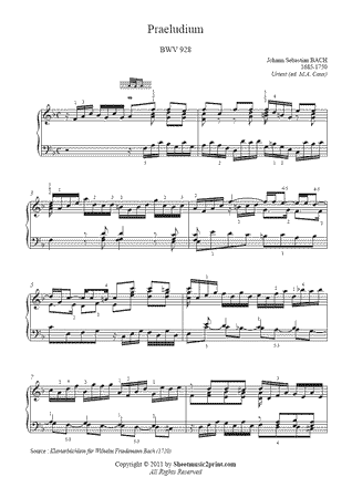 Prelude in F Major, BWV 928 -- Urtext