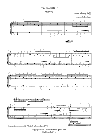 Prelude in G minor, BWV 930 -- Urtext