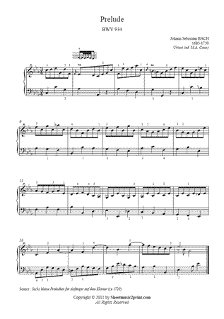 Prelude in C minor, BWV 934 -- Urtext