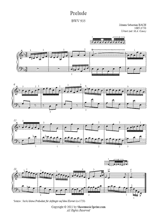 Prelude in D minor, BWV 935 -- Urtext