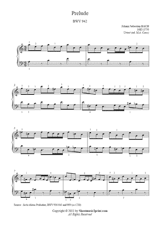Prelude in A minor, BWV 942 -- Urtext
