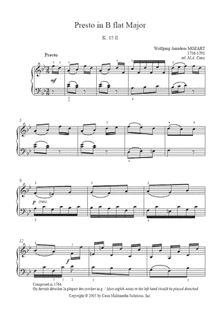 Presto in B flat Major, K 15ll