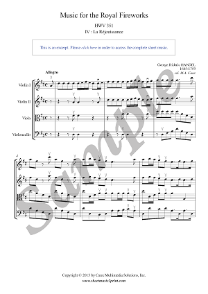 Handel : La Réjouissance - String Quartet