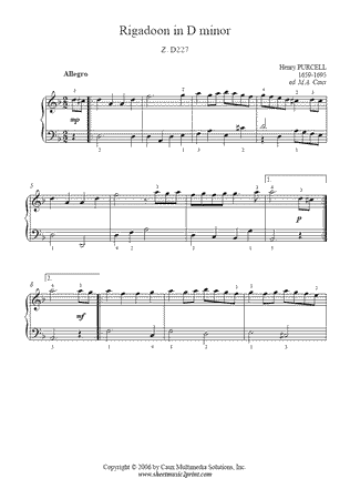 Rigadoon in D minor, Z. D227