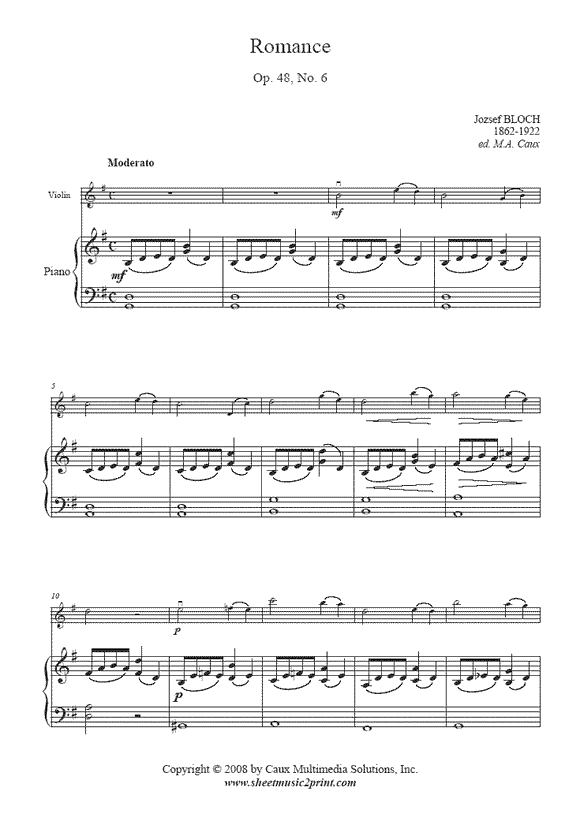 Bloch : Romance Op. 48, No. 6