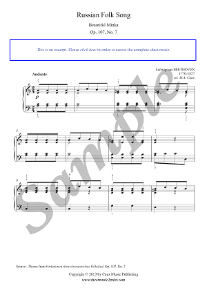 Russian Folk Song : Beautiful Minka, Op. 107, No. 7