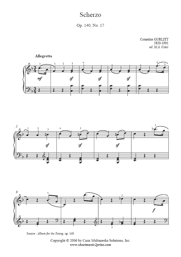 Gurlitt : Scherzo, Op. 140, No. 17