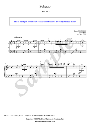 Schubert : Scherzo D 593, No. 1