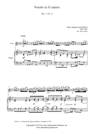Sonata in G minor, Op. 2, No. 6 (I : Largo)