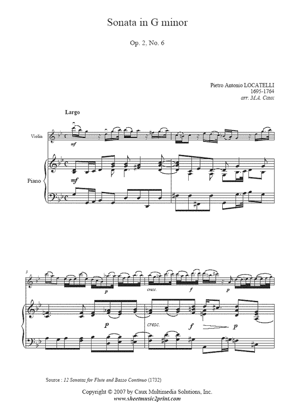 Locatelli : Sonata Op. 2, No. 6 - Violin