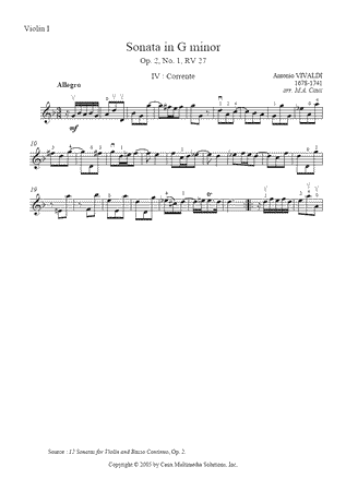 Sonata in G minor, RV 27, Op. 2, No. 1 (IV : Corrente)