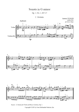 Sonata in G minor, RV 27, Op. 2, No. 1 (I : Preludio)