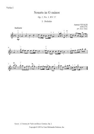 Sonata in G minor, RV 27, Op. 2, No. 1 (I : Preludio)