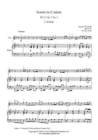 Sonata in G minor, RV 27, Op. 2, No. 1 (I : Preludio)