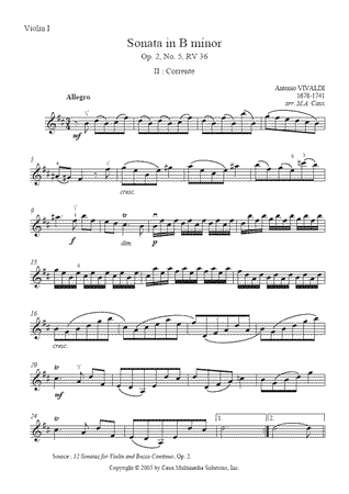 Sonata in B minor, RV 36, Op. 2, No. 5 (II : Corrente)