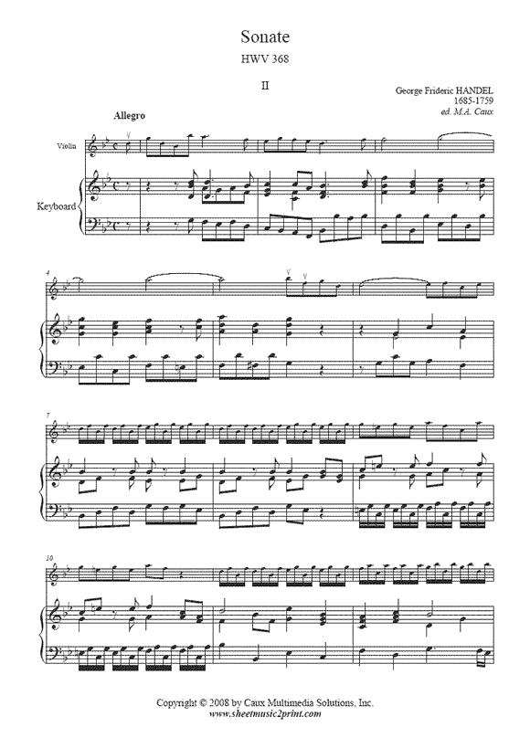 Handel : Sonate HWV 368 (II : Allegro)