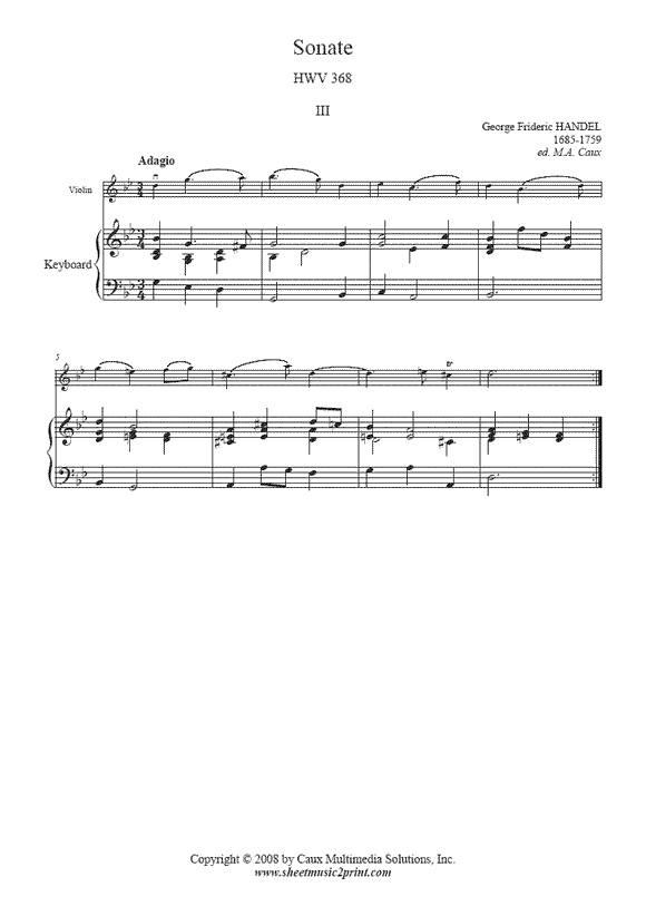 Handel : Sonate HWV 368 (III : Adagio)