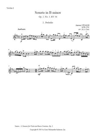 Sonata in B minor, RV 36, Op. 2, No. 5 (I : Preludio)
