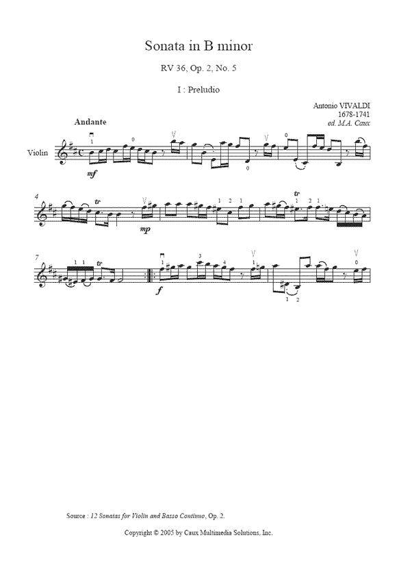 Vivaldi : Sonata RV 36, Op. 2, No. 5
