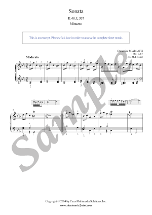 Scarlatti : Sonata K 40, L 357 - Minuetto