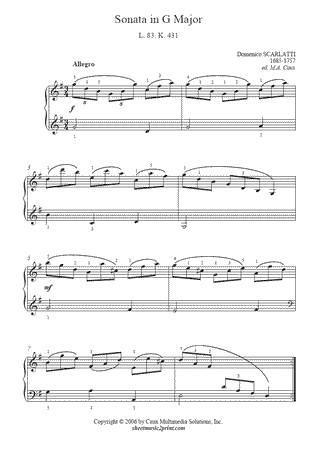 Sonata in G Major, K 431, L 83