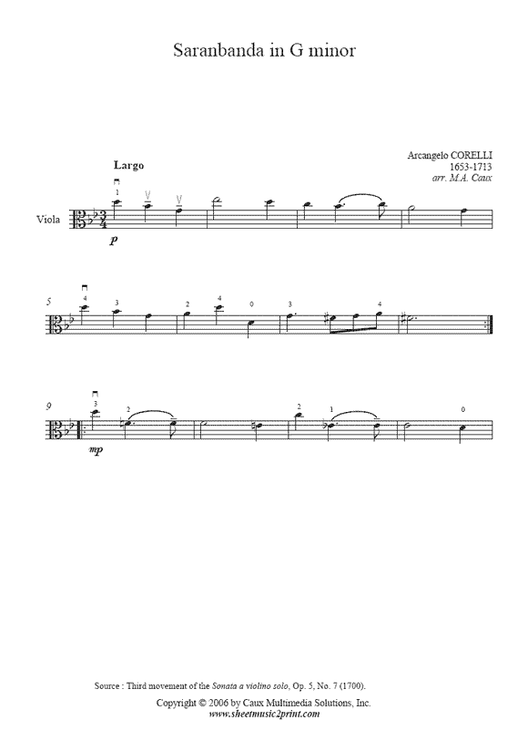 Corelli : Sonata Op. 5, No. 7 (III) - Viola