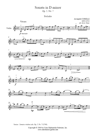 Sonata in D Minor, Op. 5, No. 7 (I : Preludio)