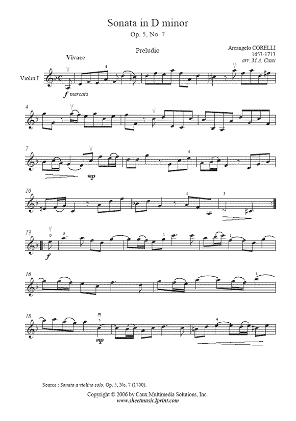 Corelli : Sonata Op. 5, No. 7 - Violin Duet