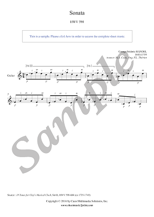 Handel : Sonata HWV 598 - Guitar