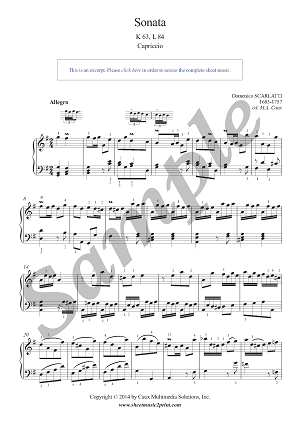 Sonata in G Major, K 63, L 84