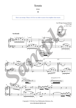 CPE Bach : Sarabande from Sonata H 66, W 62/12
