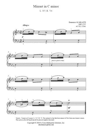 Sonata in C minor, K 73, L 217 (III : Minuet)