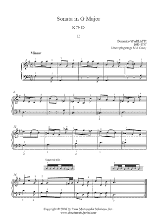 Sonata in G Major, K 79-80 (II : Minuet) -- Urtext
