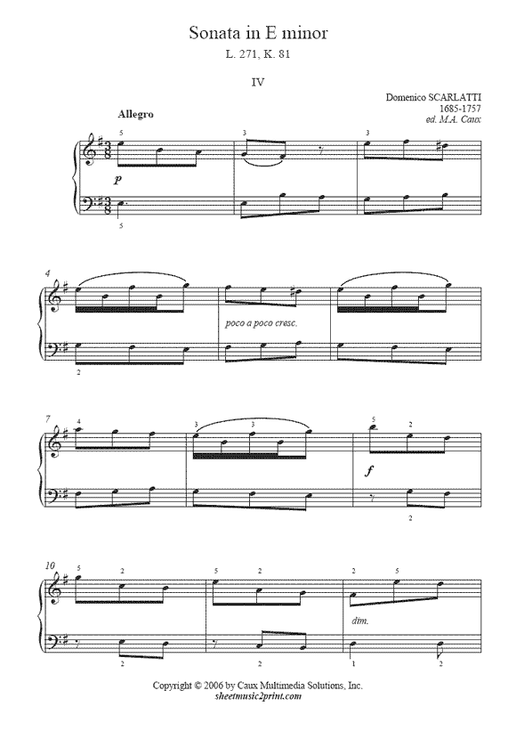 Scarlatti : Sonata K 81, L 271 (IV)