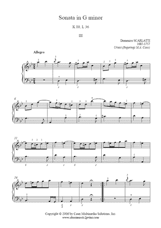 Sonata in G minor, K 88, L 36 (III : Allegro) -- Urtext