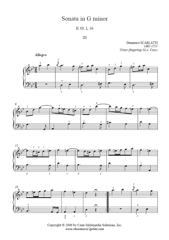 Scarlatti : Sonata K 88, L 36 (III)