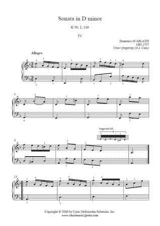 Sonata in D minor, K 90, L 106 (IV) -- Urtext