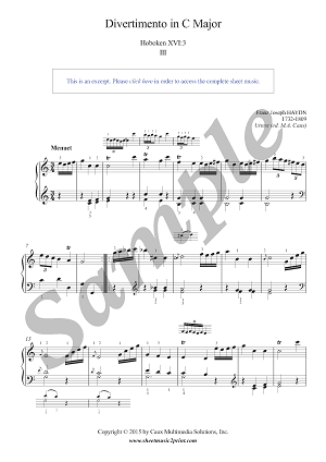 Sonata in C Major, Hob. XVI:3 (3/3 : Menuet and Trio) -- Urtext