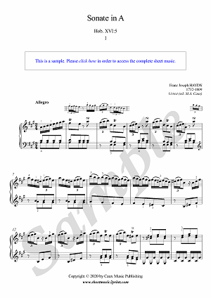 Sonata in A Major, Hob. XVI:5 (1/3 : Allegro) -- Urtext