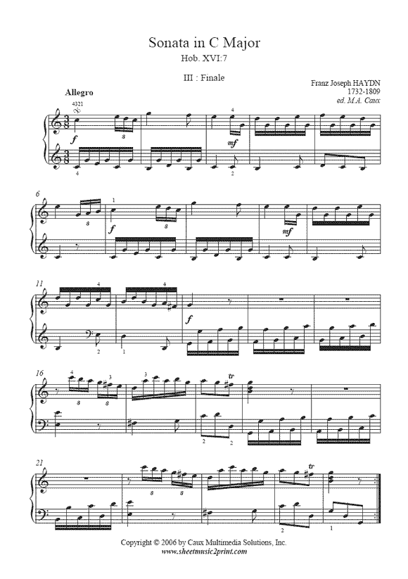 Haydn : Sonata Hob. XVI:7 (III)
