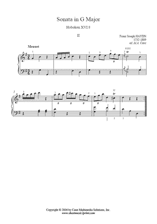 Sonata Hob. XVI:8 (II : Menuet)