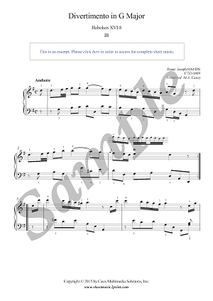 Haydn : Divertimento - Sonata Hob. XVI:8 (3/4 : Andante)