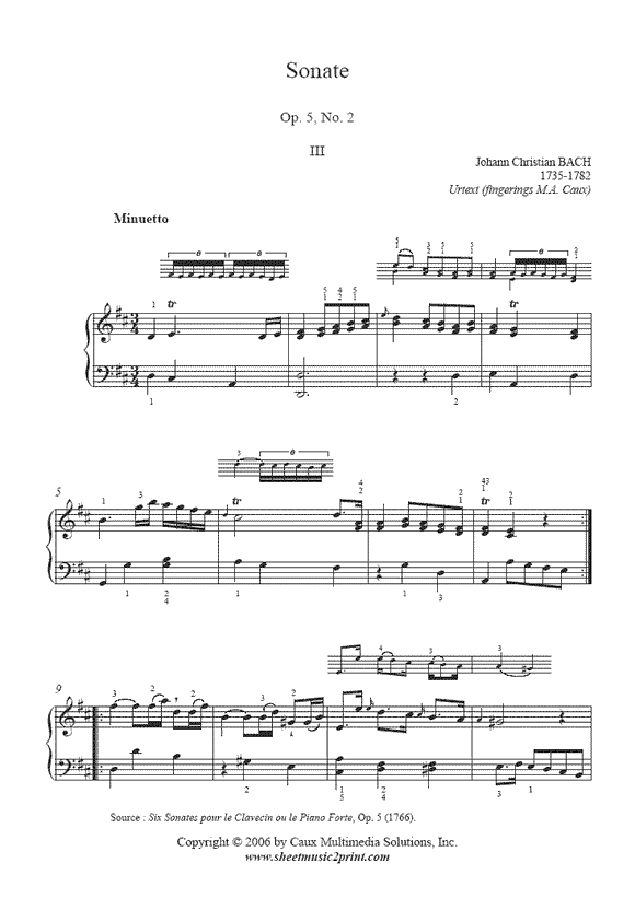 JC Bach : Sonate Op 5 No 2 (III)