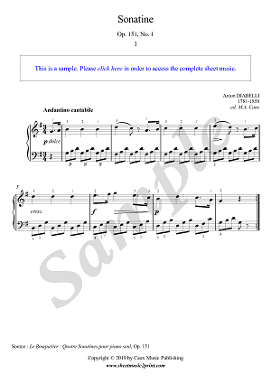 Sonatina in G Major, Op. 151, No. 1 (1/3 : Andantino cantabile)