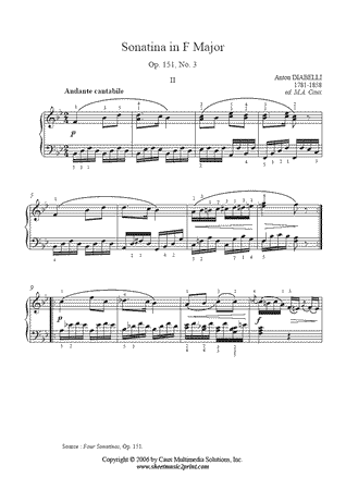 Sonatina in F Major, Op. 151, No. 3 (II : Andante cantabile)