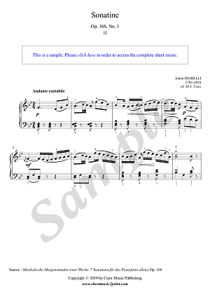 Diabelli : Sonatina Op 168, No 1 (2/3 : Andante cantabile)