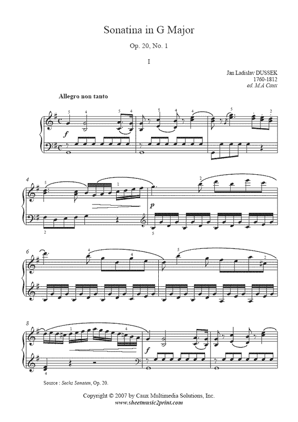 Dussek : Sonatina Op. 19-20, No 1 (I)