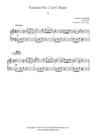 Sonatina No. 2 in G Major (II : Andante) -- Urtext