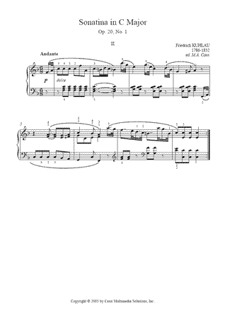 Sonatina in C Major, Op. 20, No. 1 (II : Andante)